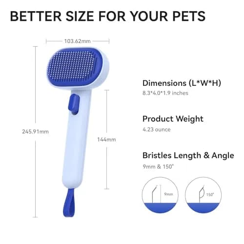 Aumuca Skin Friendly Self-Cleaning Slicker Brush for Dogs & Cats | Gentle Pet Grooming Tool for Shedding & Deshedding thumbnail 9
