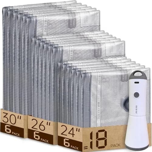 Vacbird Travel Vacuum Bags with Rechargeable Pump & 18-Piece Set | 1.33 kg (2.95 lb) Total Weight, 1500mAh Battery thumbnail 1