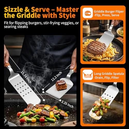 RIKOJUXI Heavy Duty Stainless Steel BBQ Accessories Tools Set Grill Gift | 16 Inch Long Handles for Safety thumbnail 5