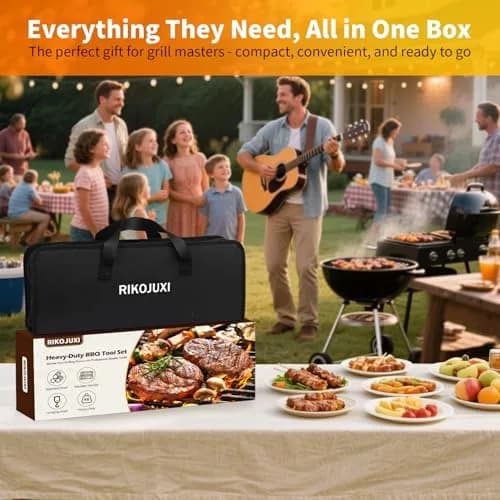 RIKOJUXI Heavy Duty Stainless Steel BBQ Accessories Tools Set Grill Gift | 16 Inch Long Handles for Safety thumbnail 8