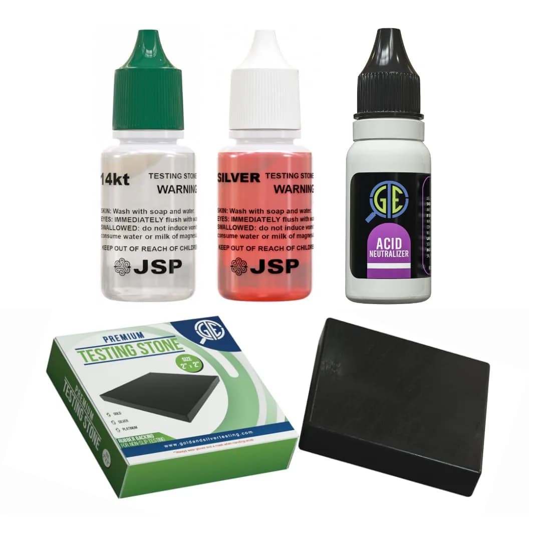 Gemtone Professional Gold and Silver Testing Kit with 14K Solution, Stone & Neutralizer | 8 oz (227 g)