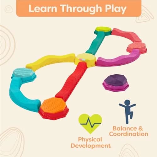 B. toys Balance Beam Set, Musical Wavy Beams & Sensory Stones | Active Indoor & Outdoor Play for Kids 3+ thumbnail 4