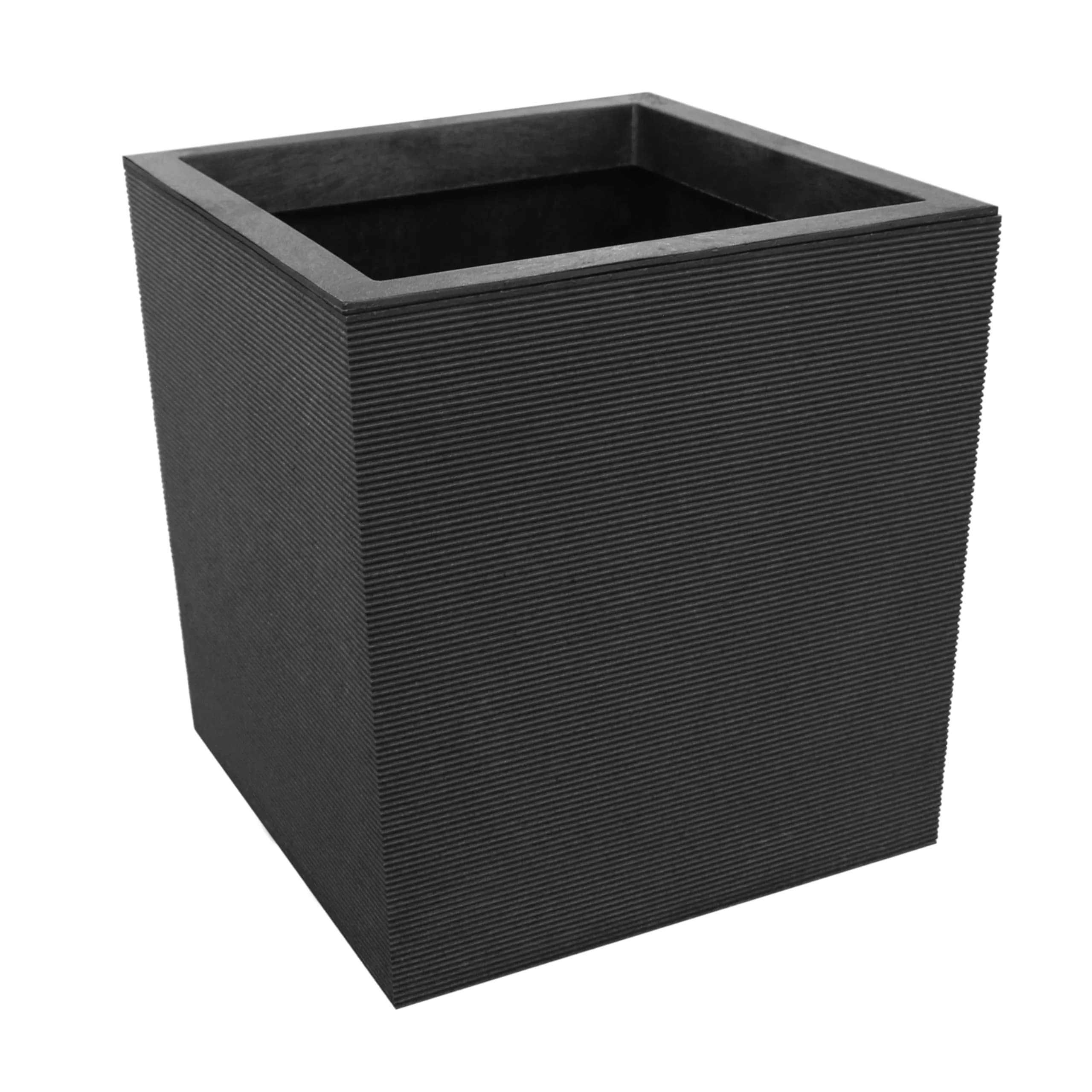 Tierra Verde Citadel Horizon Self-Watering Planter, 13" x 14" | Eco-Friendly Indoor/Outdoor Square — Black
