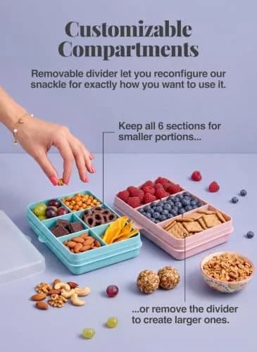 melii Snackle Box 6-Compartment Rainbow | BPA-Free Food Storage for Kids & Travel thumbnail 3