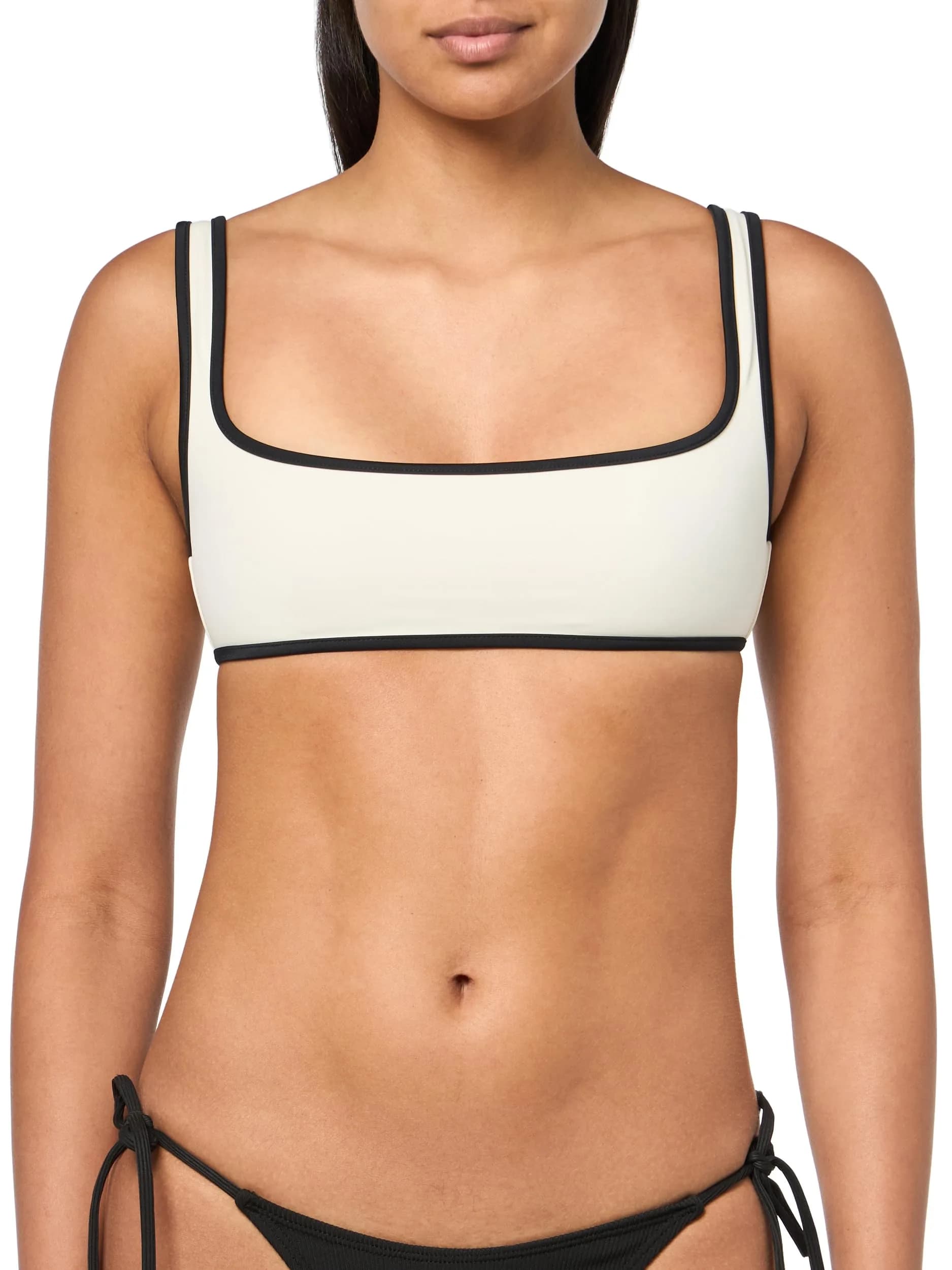 Onia Women's Standard Claire Bikini TOP, EGRET/Black-X-Small | Adjustable straps & Darted cups