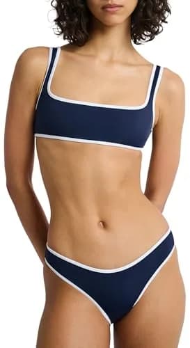 Onia Women's Standard Claire Bikini TOP, DEEP Navy/White-Large | Adjustable Triangle Swimsuit thumbnail 1