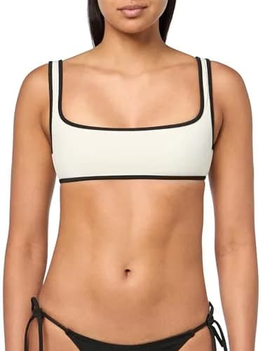 Onia Women's Standard Claire Bikini TOP, EGRET/Black-Large | Adjustable Straps & Classic Triangle Fit thumbnail 1