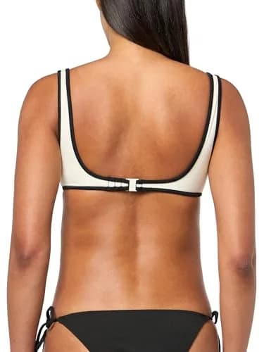 Onia Women's Standard Claire Bikini TOP, EGRET/Black-Large | Adjustable Straps & Classic Triangle Fit thumbnail 2