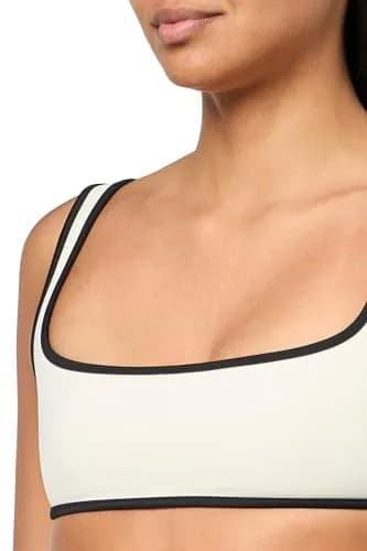 Onia Women's Standard Claire Bikini TOP, EGRET/Black-Large | Adjustable Straps & Classic Triangle Fit thumbnail 3