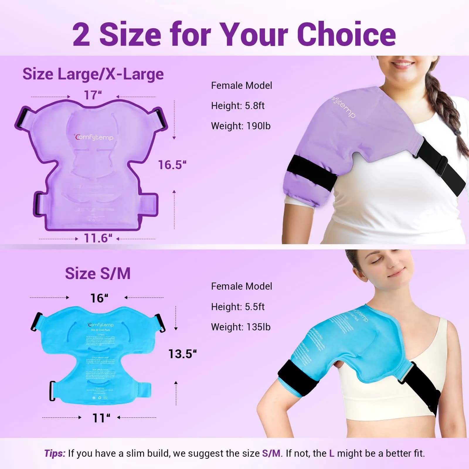 Comfytemp Purple Shoulder Ice Pack Wrap for Rotator Cuff Therapy (Large/X-Large) - view 2
