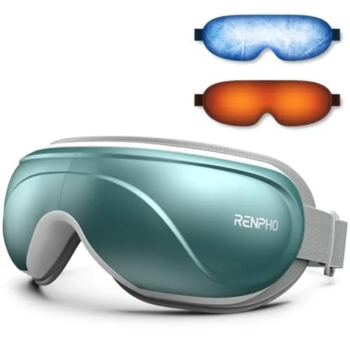 RENPHO Eye Massager with Heat and Cooling, Birthday Gifts for Mom Dad Women Men Heated Eye Mask for Migraine Relief Reduce Strain Improve Sleep Eyeris 2 — Green