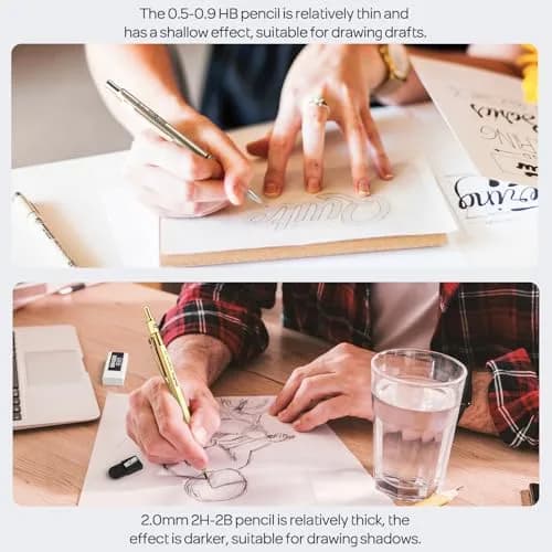 Nicpro 37PCS Gold Art Mechanical Pencil Set, 0.3/0.5/0.7/0.9/2mm Point | Smooth Ink Flow Writing Instrument thumbnail 5