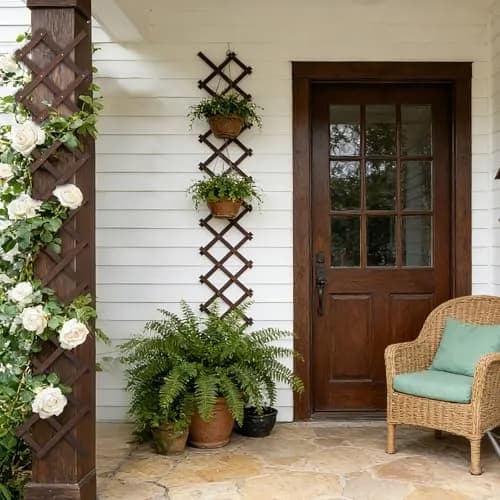 Tilinyan & one Expandable Garden Trellis 68" L x 13" W | Carbonized Pine Wood for Climbing Plants thumbnail 4
