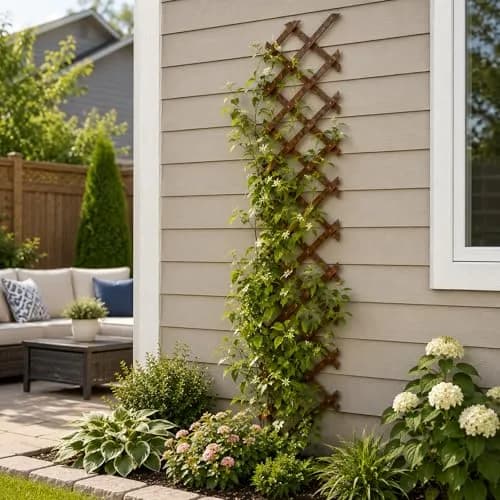 Tilinyan & one Expandable Garden Trellis 68" L x 13" W | Carbonized Pine Wood for Climbing Plants thumbnail 5