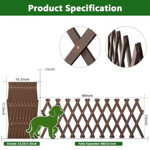 Tilinyan & one Expandable Garden Trellis 68" L x 13" W | Carbonized Pine Wood for Climbing Plants thumbnail 2