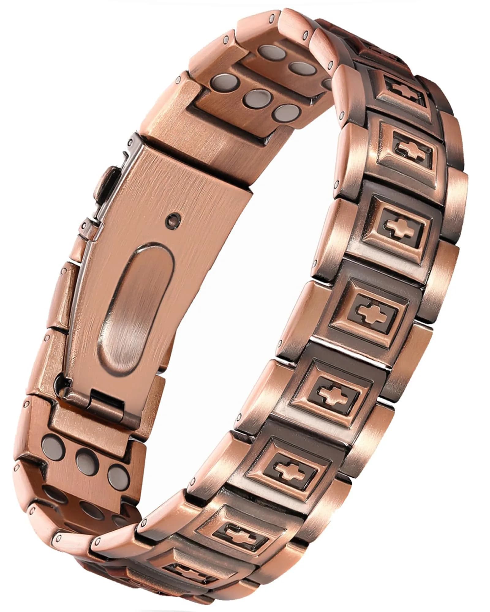 Feraco Men's Copper Magnetic Bracelet with Cross 23 cm (9.05 inches) | Faith and Strength Symbolism - main product image