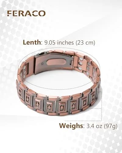 Feraco Men's Copper Magnetic Bracelet with Cross 23 cm (9.05 inches) | Faith and Strength Symbolism thumbnail 6