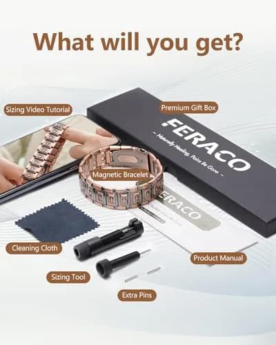Feraco Men's Copper Magnetic Bracelet with Cross 23 cm (9.05 inches) | Faith and Strength Symbolism thumbnail 7