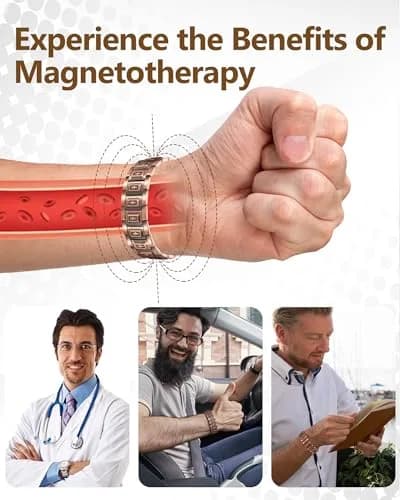 Feraco Men's Copper Magnetic Bracelet with Cross 23 cm (9.05 inches) | Faith and Strength Symbolism thumbnail 2