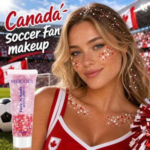 MEICOLY Red and White Face Glitter | Hexagonal, 1.76 oz (50 g) thumbnail 2