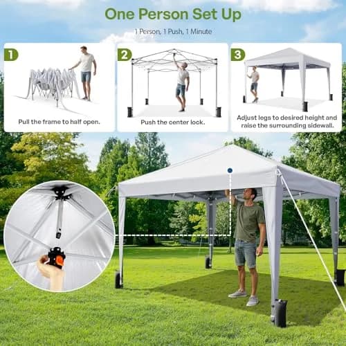 Driftalia 10x10 Pop Up Canopy Tent with Sidewalls | Wind-Resistant, Portable, Easy Setup thumbnail 2