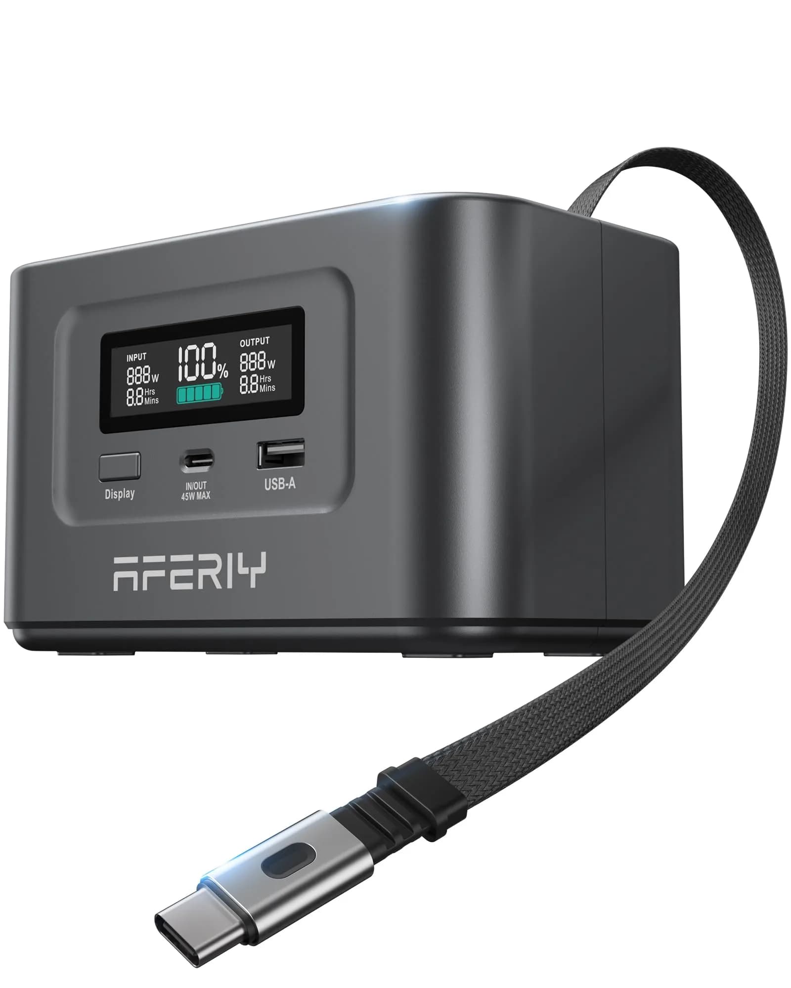 AFERIY Nano100 31000mAh Power Bank Station, 100W PD Laptop Portable Charger | 145W Output, LiFePO4 Battery, Solar Support