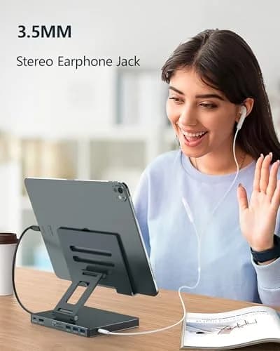BKELHS 2026 iPad Pro USB C Hub Stand Adapter for iPad Pro M5 M3 M4 13 12.9 11 Inch | 4K HDMI, SD/TF, 3 USB 3.0, Audio thumbnail 7
