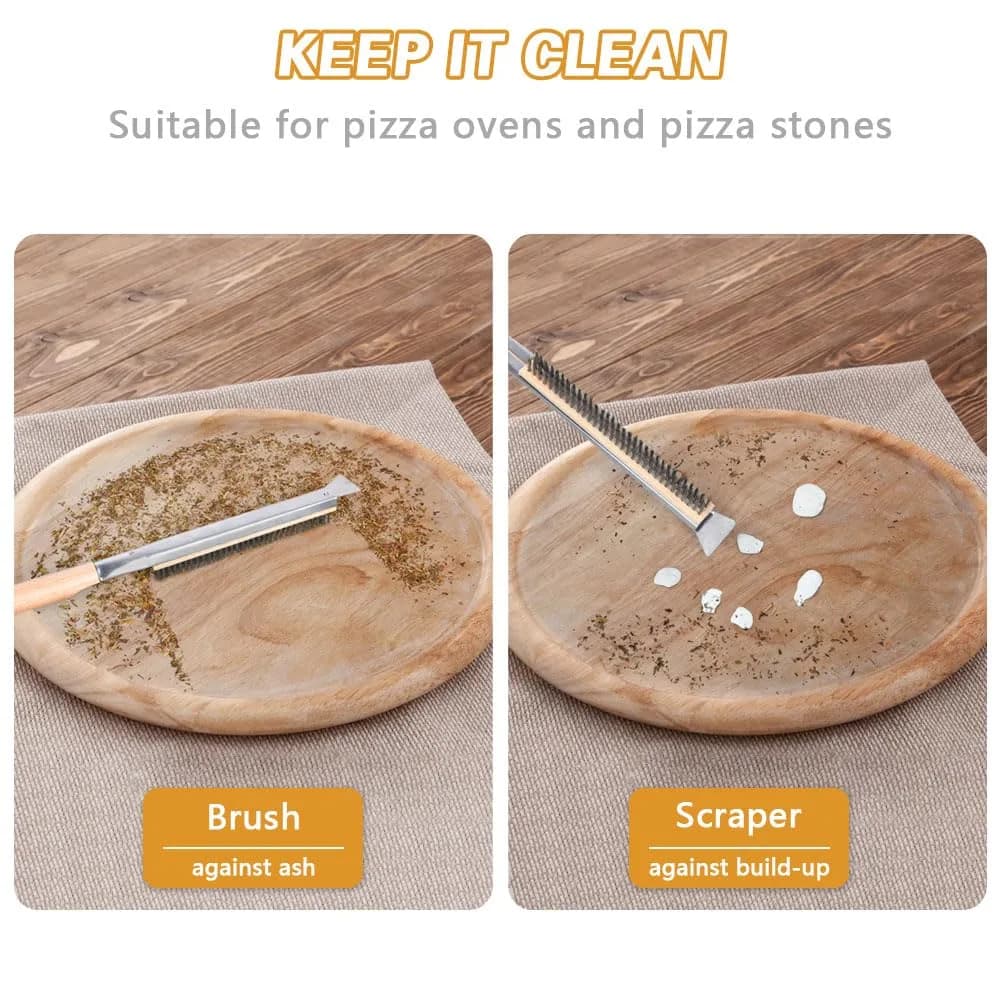 Aolso Pizza Oven Brush 21" Stainless Steel & Rubber Wood Handle | Heavy Duty Grill Cleaning Tool thumbnail 5