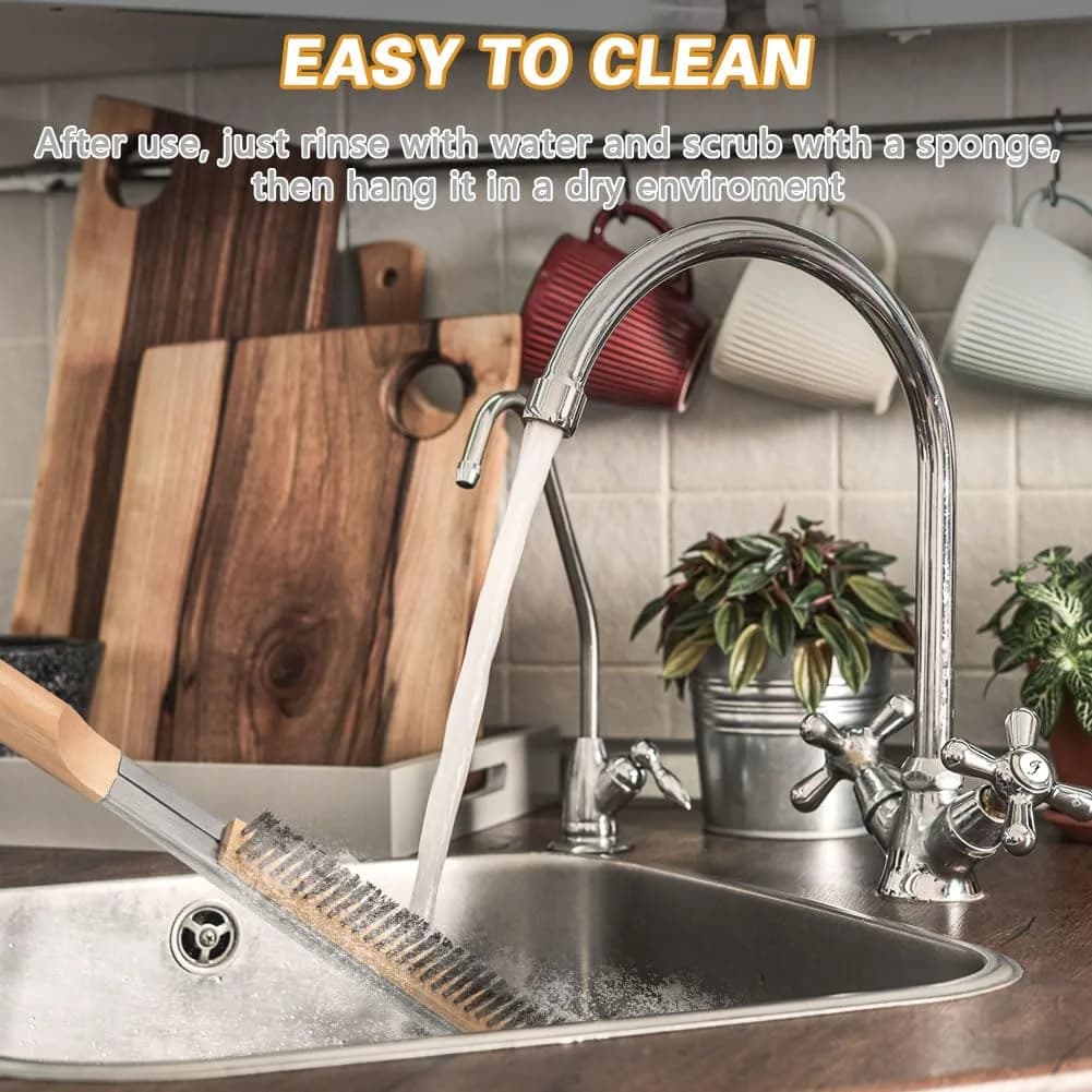 Aolso Pizza Oven Brush 21" Stainless Steel & Rubber Wood Handle | Heavy Duty Grill Cleaning Tool thumbnail 6