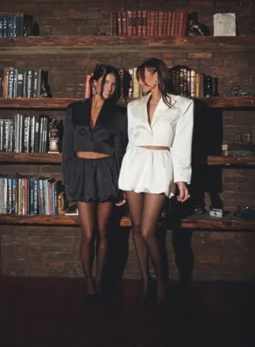 WEWOREWHAT Bubble Mini Skirt Ivory 12 | Fully Lined Duchess Satin, Bubble Hem, Elastic Waist thumbnail 3