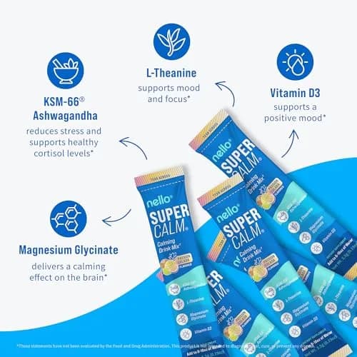 Nello Supercalm Powdered Drink Mix Passion Colada 20 Servings | Cortisol Reducer & Sleep Aid Supplement thumbnail 5