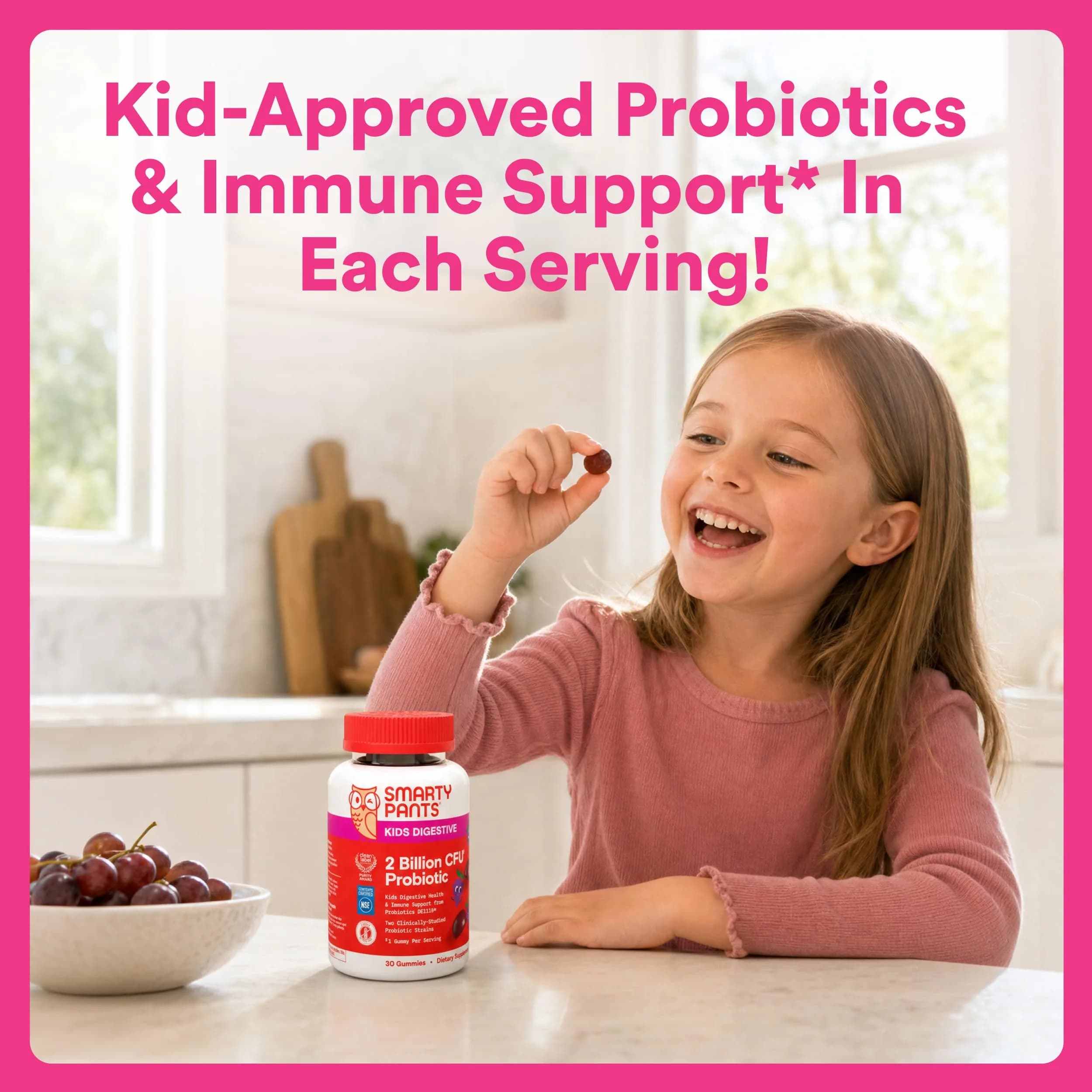 SmartyPants Kids Probiotic Gummies for Digestive Health 30 Count (2 Billion CFU) | Clinically Studied Probiotic for Gut Health & Immune Support - view 8