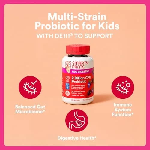 SmartyPants Kids Probiotic Gummies for Digestive Health 30 Count (2 Billion CFU) | Clinically Studied Probiotic for Gut Health & Immune Support thumbnail 2