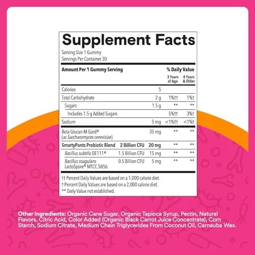 SmartyPants Kids Probiotic Gummies for Digestive Health 30 Count (2 Billion CFU) | Clinically Studied Probiotic for Gut Health & Immune Support thumbnail 3
