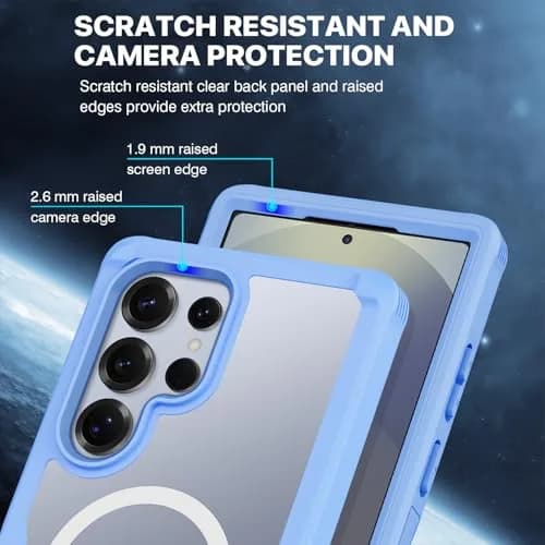 CENHUFO Magnetic Privacy Case for Samsung Galaxy S25 Ultra, Full Body with Built-in Privacy Screen Protector & Camera Cover, Shockproof Bumper - Light Blue thumbnail 7