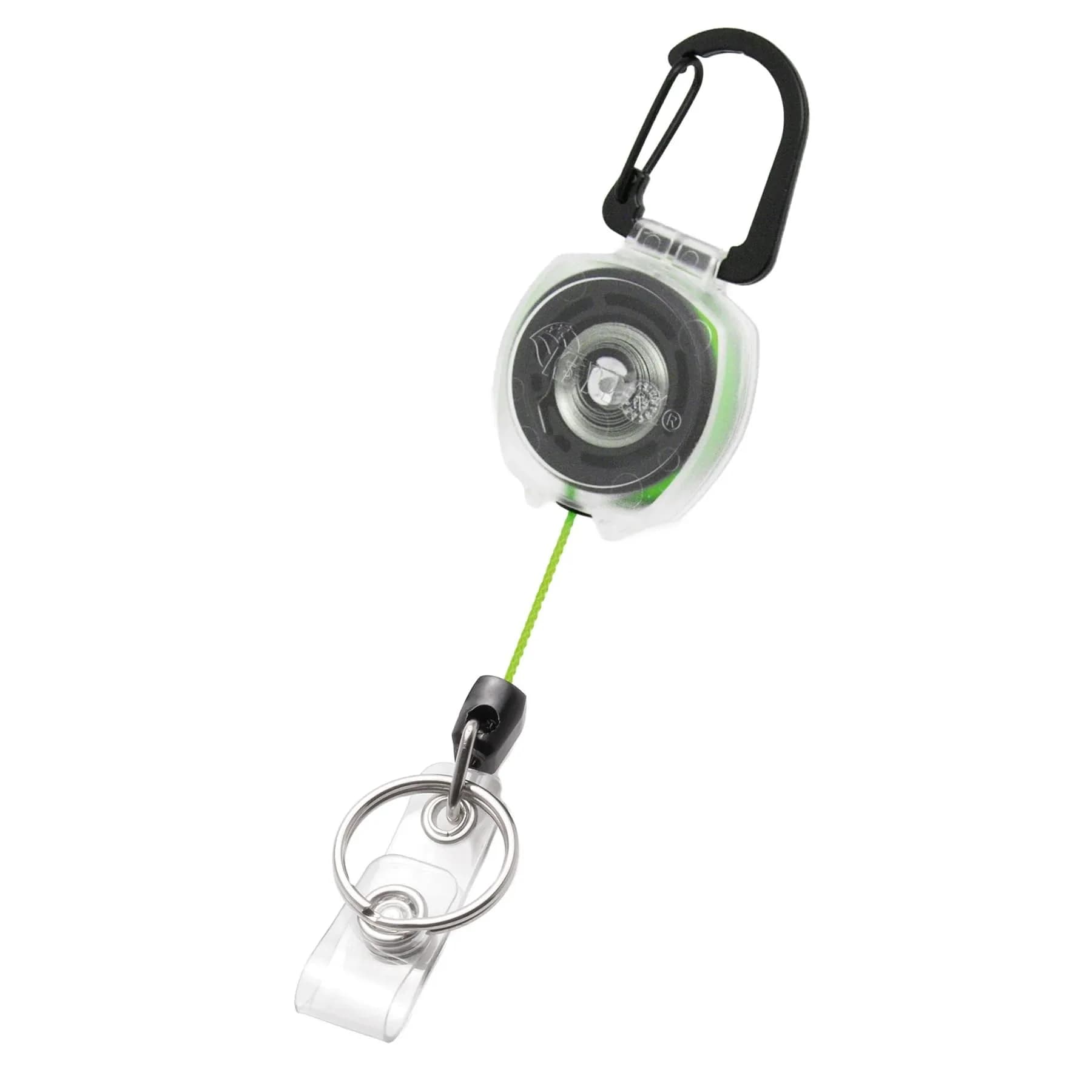 KEY-BAK Sidekick Carabiner Keychain with Kevlar Cord, Holds 5 Keys, Green | Retractable 24" Reach — Green