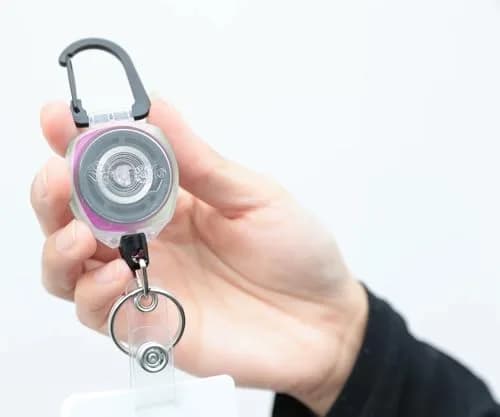 KEY-BAK Sidekick Carabiner Keychain | Holds 5 Keys & Badge, Pink, 1.375 inches thumbnail 2