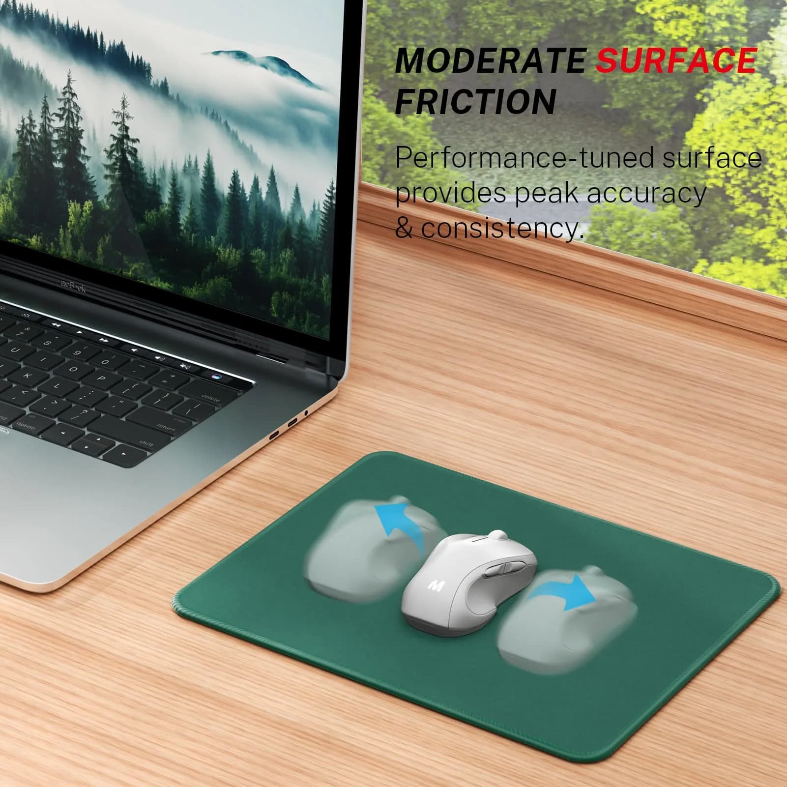 MROCO Forest Green Mouse Pad 8.5 x 11 Inch | Smooth Glide & Precise Control - view 2