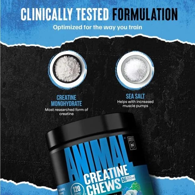 Animal Creatine Monohydrate Chews for Men & Women | 120 Count | 5g Creatine per Chew for Strength & Recovery thumbnail 7