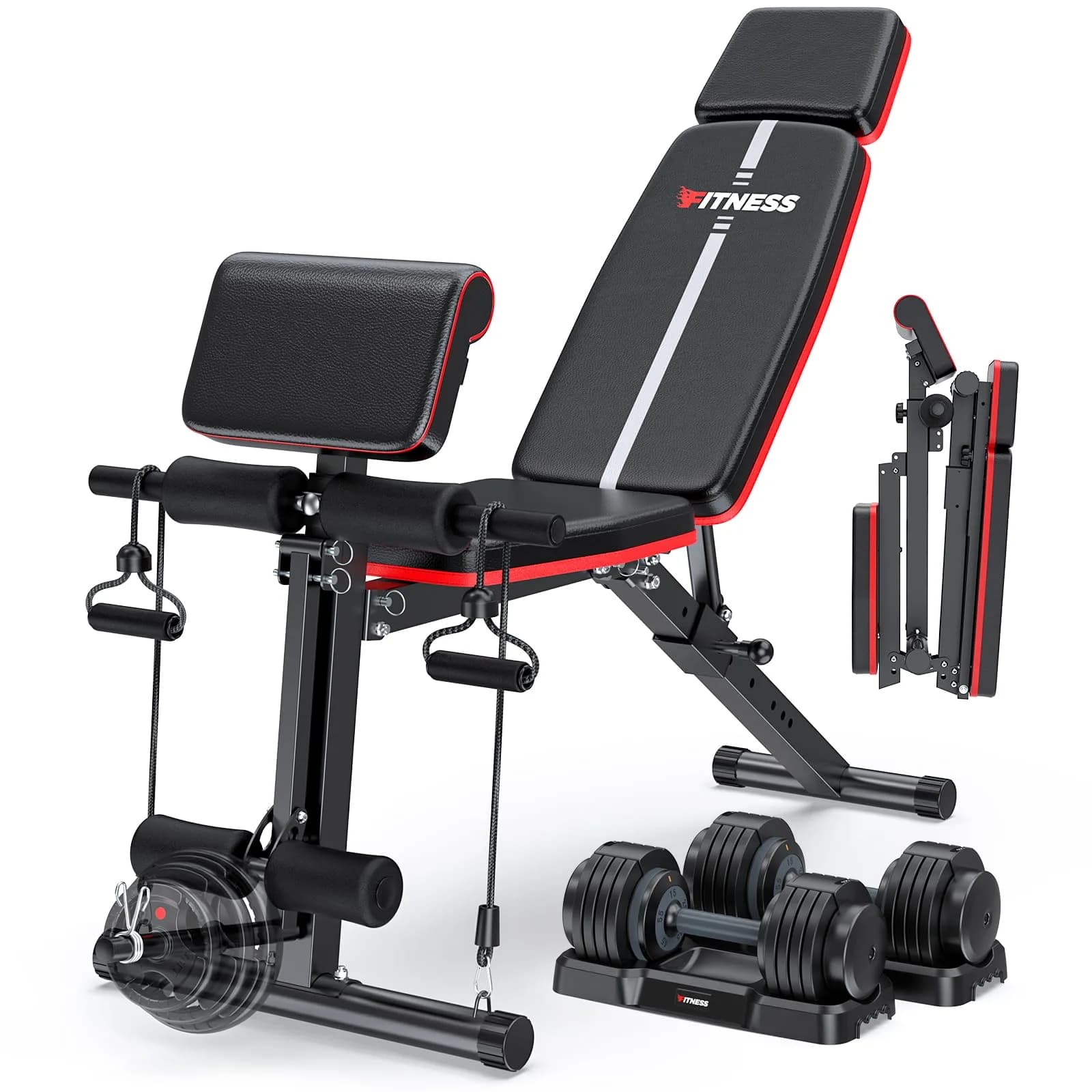 XDDIAS Adjustable Weight Bench with Leg Extension & Preacher Curl Pad | Foldable Home Gym Equipment Support up to 770 lbs