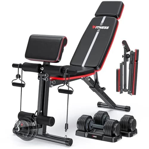 XDDIAS Adjustable Weight Bench with Leg Extension & Preacher Curl Pad | Foldable Home Gym Equipment Support up to 770 lbs thumbnail 1