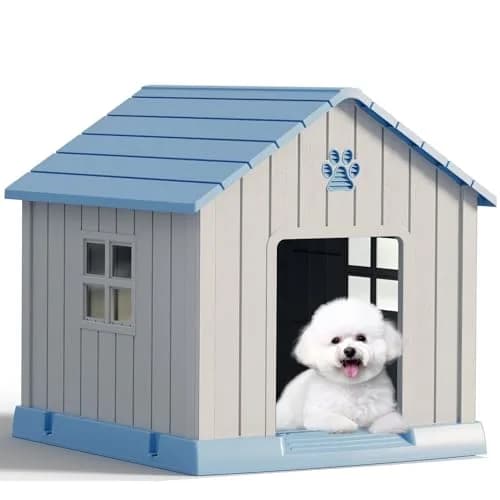 Fancyango Dog House Outdoor Indoor Waterproof Ventilated Easy to Clean Elevated Floor 31" L x 33.3" W x 33.5" H thumbnail 1