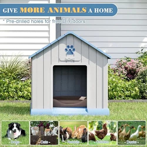 Fancyango Dog House Outdoor Indoor Waterproof Ventilated Easy to Clean Elevated Floor 31" L x 33.3" W x 33.5" H thumbnail 5