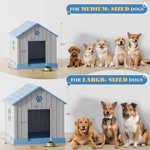 Fancyango Dog House Outdoor Indoor Waterproof Ventilated Easy to Clean Elevated Floor 31" L x 33.3" W x 33.5" H thumbnail 6