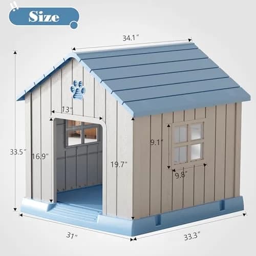 Fancyango Dog House Outdoor Indoor Waterproof Ventilated Easy to Clean Elevated Floor 31" L x 33.3" W x 33.5" H thumbnail 7