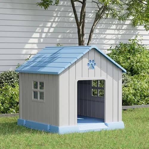Fancyango Dog House Outdoor Indoor Waterproof Ventilated Easy to Clean Elevated Floor 31" L x 33.3" W x 33.5" H thumbnail 8