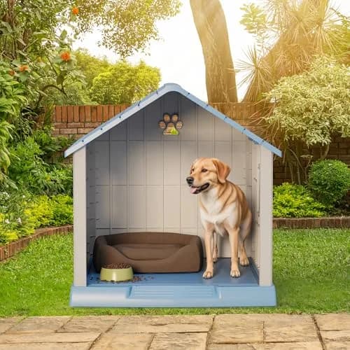 Fancyango Dog House Outdoor Indoor Waterproof Ventilated Easy to Clean Elevated Floor 31" L x 33.3" W x 33.5" H thumbnail 9