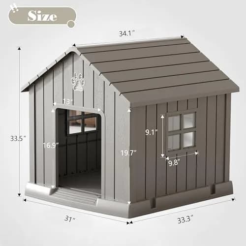 Fancyango Dog House Outdoor Indoor | Waterproof, Ventilated, Easy to Clean, Elevated Floor for Small-Medium Dogs thumbnail 6