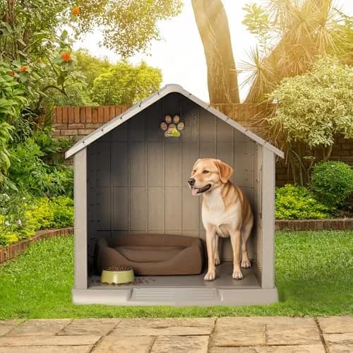 Fancyango Dog House Outdoor Indoor | Waterproof, Ventilated, Easy to Clean, Elevated Floor for Small-Medium Dogs thumbnail 8