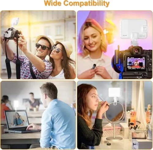 Hagibis Selfie Light, LED Camera Light Video Lights 60 LED 2200mAh Rechargeable Phone Light 7 Modes, 10-Level Brightness | Portable Clip-on for Phone/Tablet/Laptop, White thumbnail 6